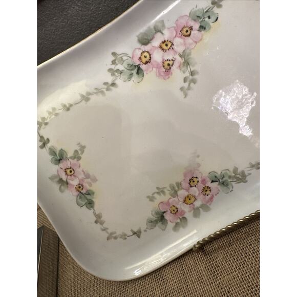 Weimar Porcelain Germany Serving Platter Floral Round Bowl Top Scalloped Edge - Picture 8 of 11